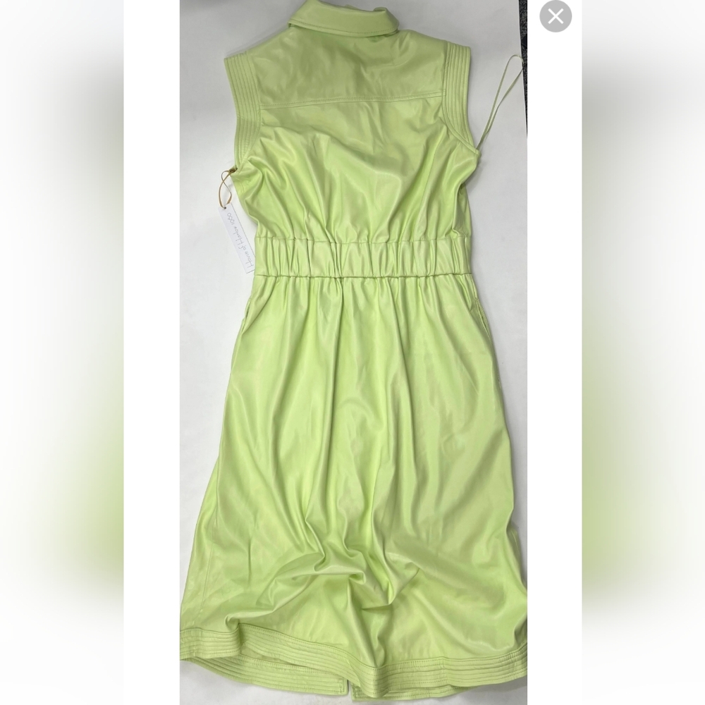 Nwt House of Harlow Lime green faux leather dress medium &small - Picture 3 of 13